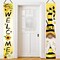 Welcome Honey Bee Happy Porch Banner with 12 x 71 inch, Vertical Sunflower Gnome Hanging Banner Front Door Sign for Seasonal Summer Farmhouse Home Outdoor Yard Decorations